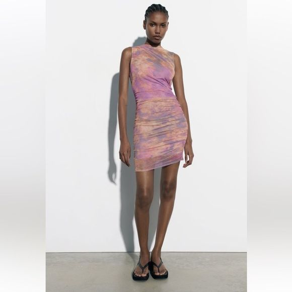 ZARA WOMAN NWT SHORT PRINTED TULLE DRESS 3056/338/054/015 - Picture 4 of 11